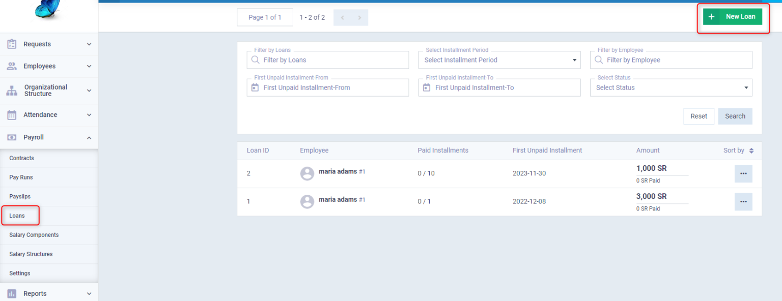 Managing Employee Loans - Enerpize Knowledge Base