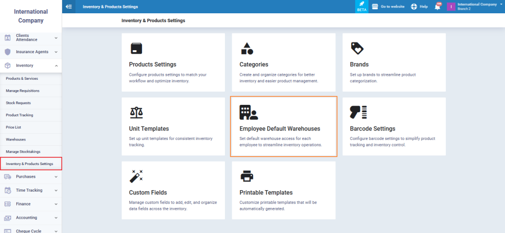 Employees Default Warehouses - Enerpize Knowledge Base