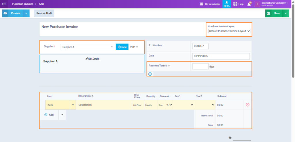 Adding Purchase Invoice - Enerpize Knowledge Base