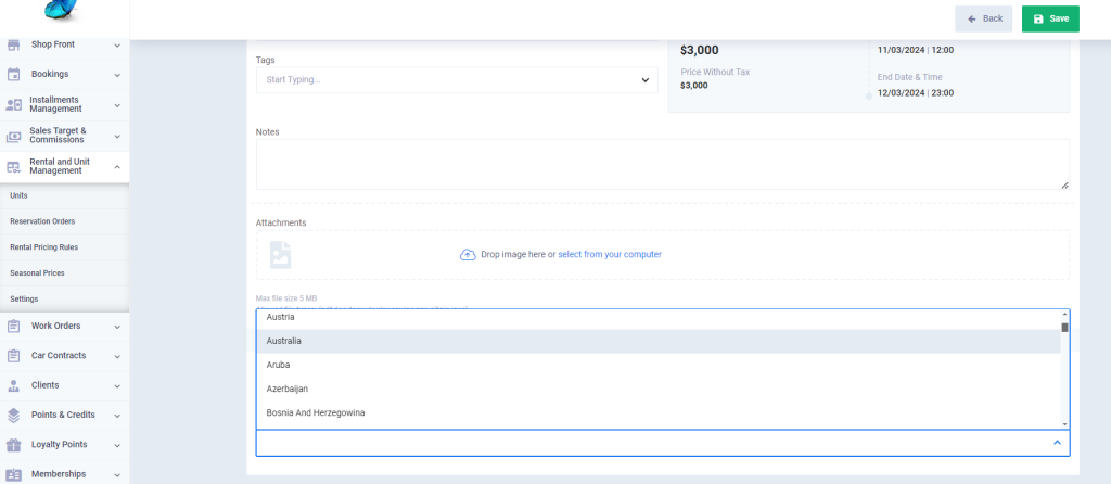 Reservations Additional Fields - Enerpize Knowledge Base