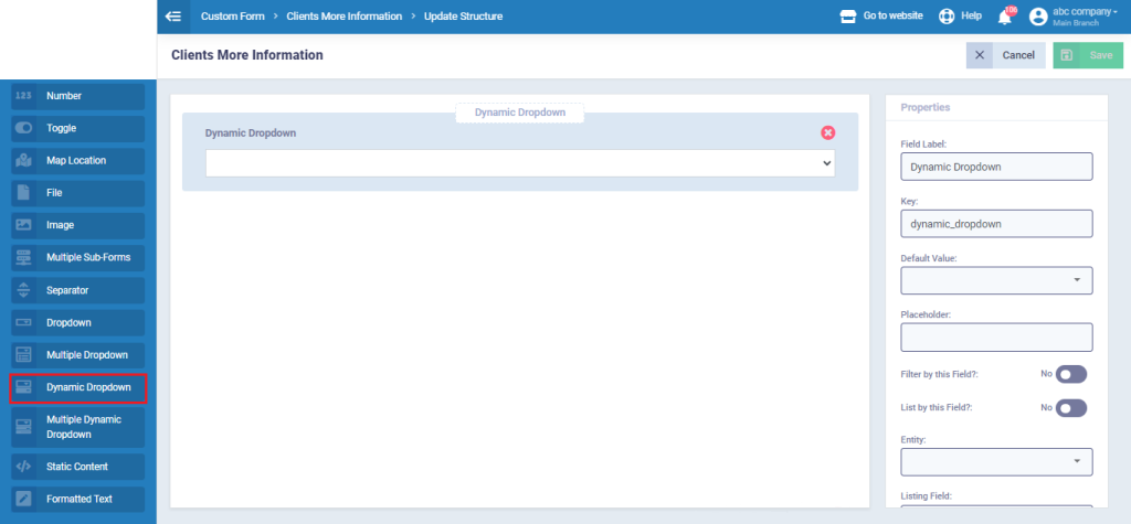 Dynamic Dropdown Field - Enerpize Knowledge Base