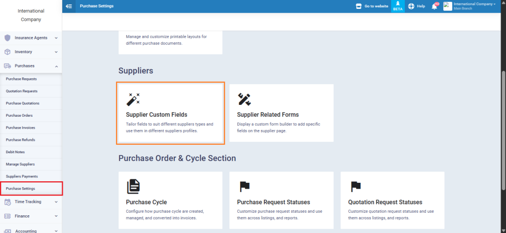 Suppliers Custom Fields - Enerpize Knowledge Base