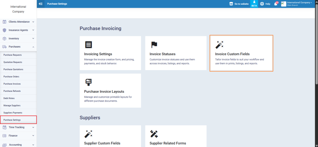 Purchase Invoice Custom Fields - Enerpize Knowledge Base