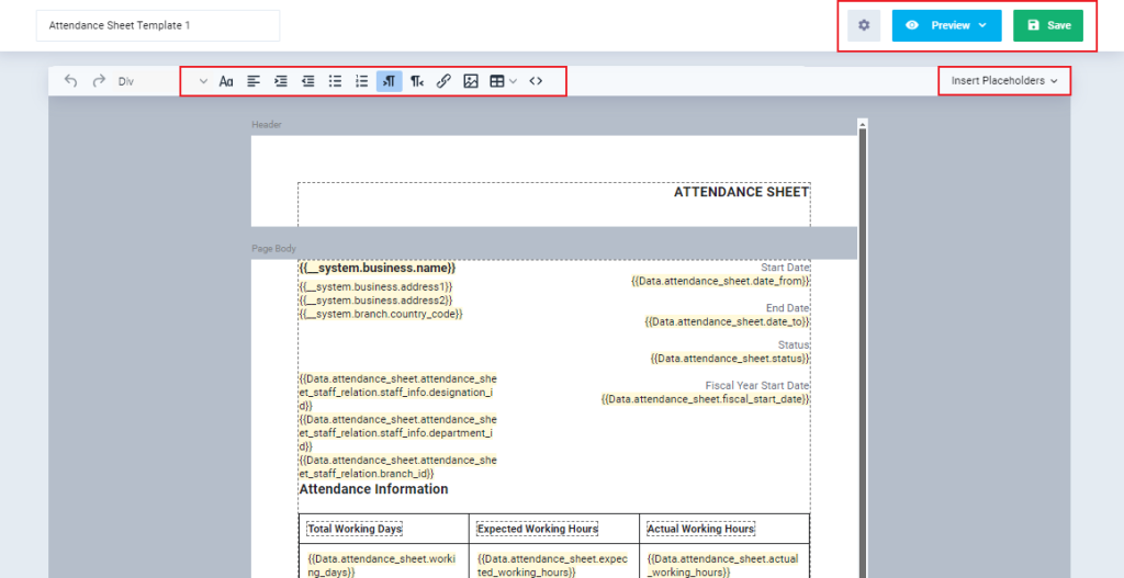 Attendance Printable Templates - Enerpize Knowledge Base