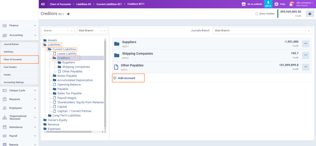 Adding Subcontractors in the Chart of Accounts - Enerpize Knowledge Base