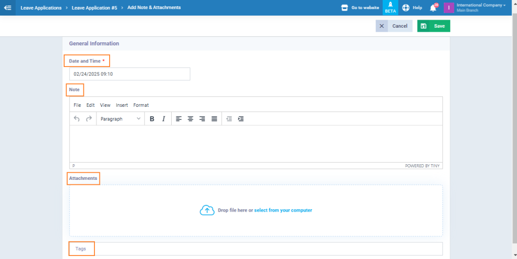 Adding Notes / Attachments to a Leave Application - Enerpize Knowledge Base