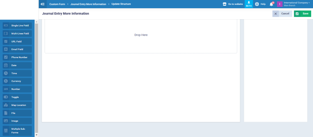 Journal Entries Custom Fields - Enerpize Knowledge Base