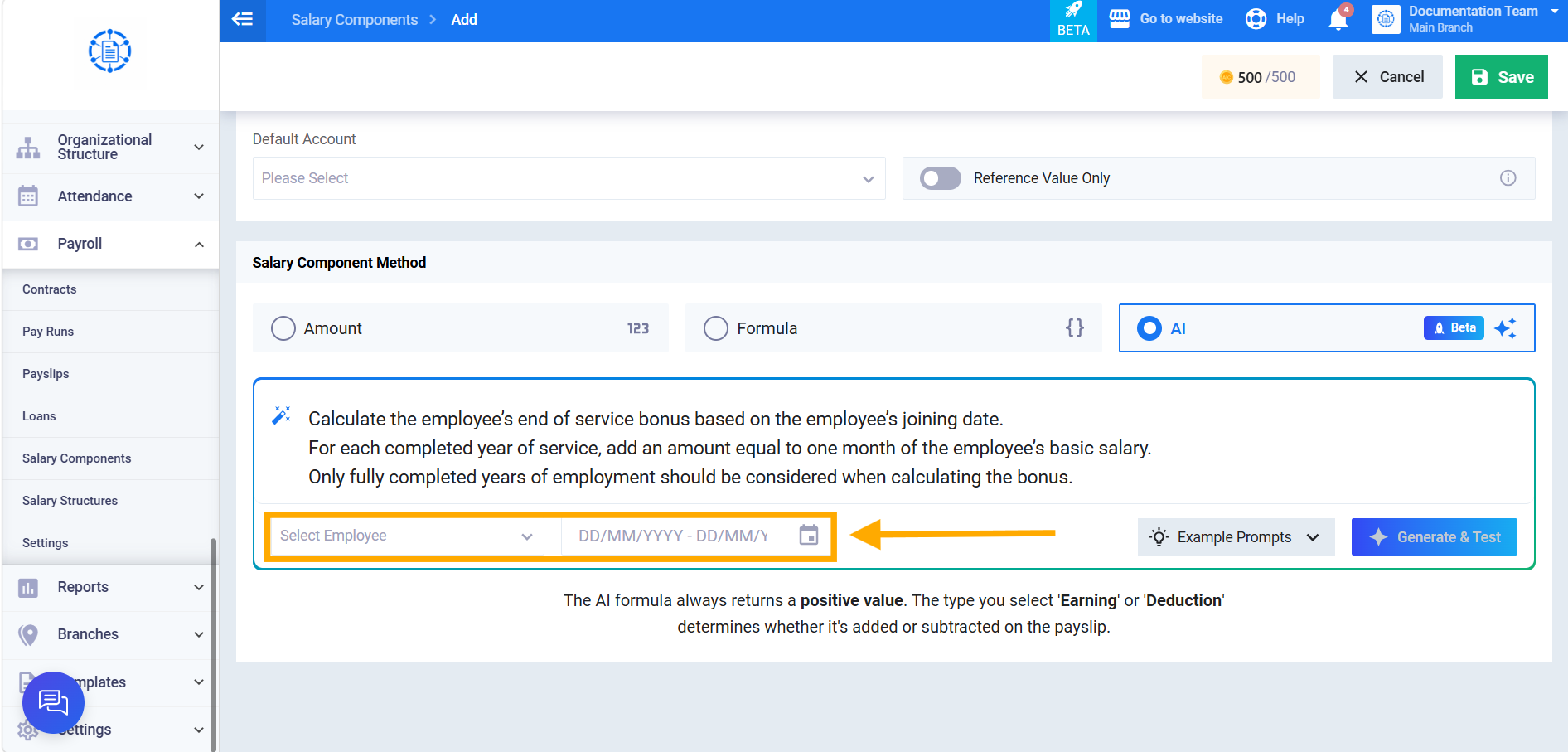 employee and date range