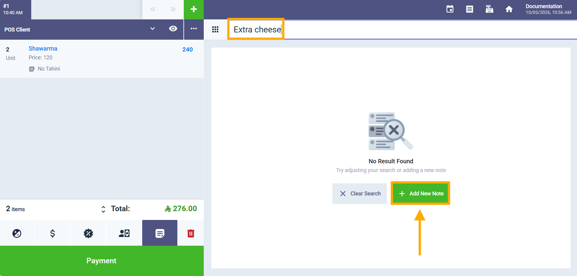 add new note button