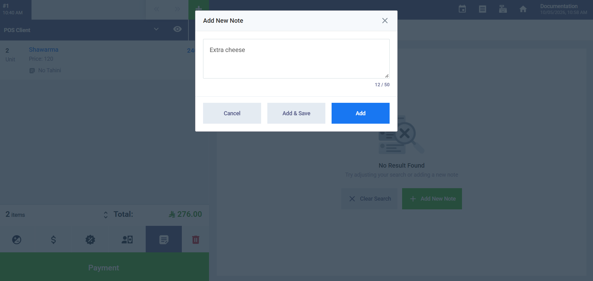 add new note window