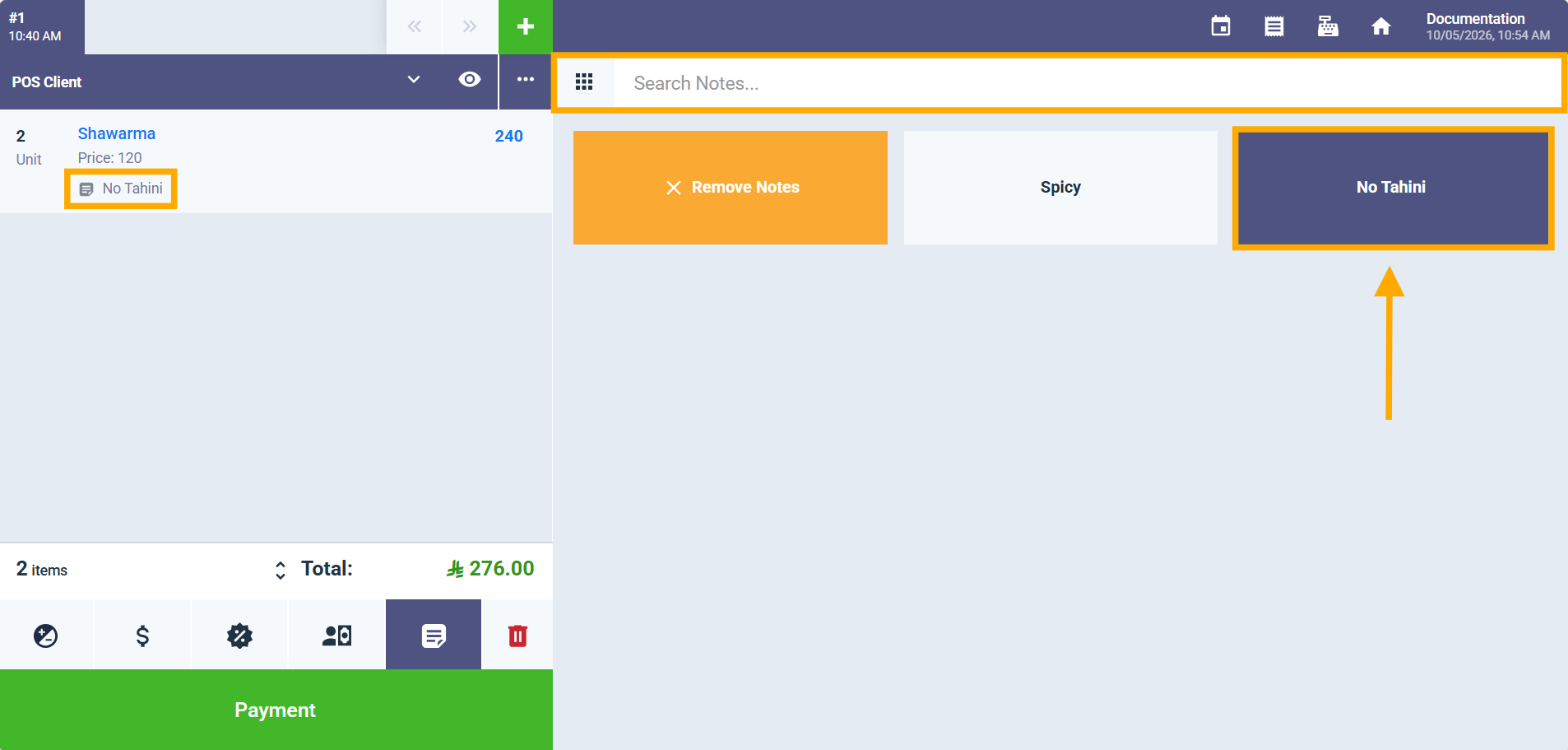 adding an item note